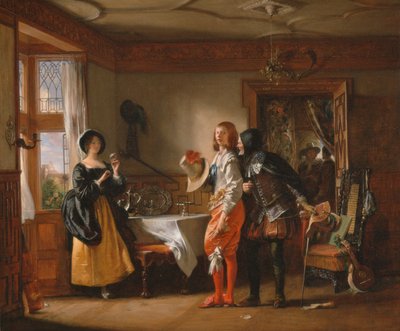 Slender, mit der Hilfe von Shallow, umwirbt Anne Page, aus Die lustigen Weiber von Windsor von Charles Robert Leslie